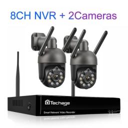 Techage 8CH 3MP Wireless Security Camera Kit Wifi PTZ IP Camera Outdoor Auto Tracking Two-way Audio Full Color Night CCTV Video