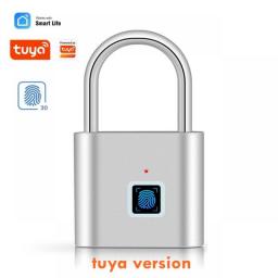 Tuya Smart Fingerprint Padlock Zinc Alloy Smart Biometric Thumbprint Door Padlocks USB Rechargeable Keyless Smartlife APP Unlock