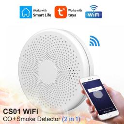 WiFi Function Tuya APP Smart Life Home Kitchen Safety Smoke Detector Sensor Standard Sound Alarm Instrument Fire Alert Device