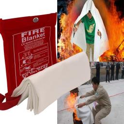 1M X 1M Safety Fire Blanket Fiberglass Emergency Survival Fire Shelter Extinguisher Flame Retardant Protection For Kitchen