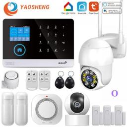 Wireless WIFI GSM Home Security Alarm System For Tuya Smart Life APP With Motion Sensor Detector Compatible With Alexa & Google