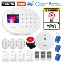 FUERS W204 4G GSM WIFI Tuya Smart Home Alarm System Kit Wireless Alarm Security System IP Camera Waterproof Anti-Pet Sensor