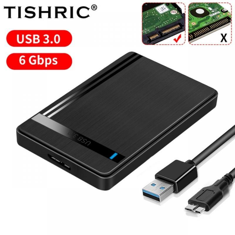 TISHRIC HDD Case SATA to USB3.0  HDD Enclosure 2.5 inch Hard Drive Case Support  6Gbps Mobile External HDD Case for PC Laptop
