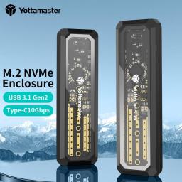 Yottamaster M.2 NGFF SATA/NVMe Mobile Hard Disk Enclosure Type-C3.2 Interface Laptop M2 All-Aluminum External Box