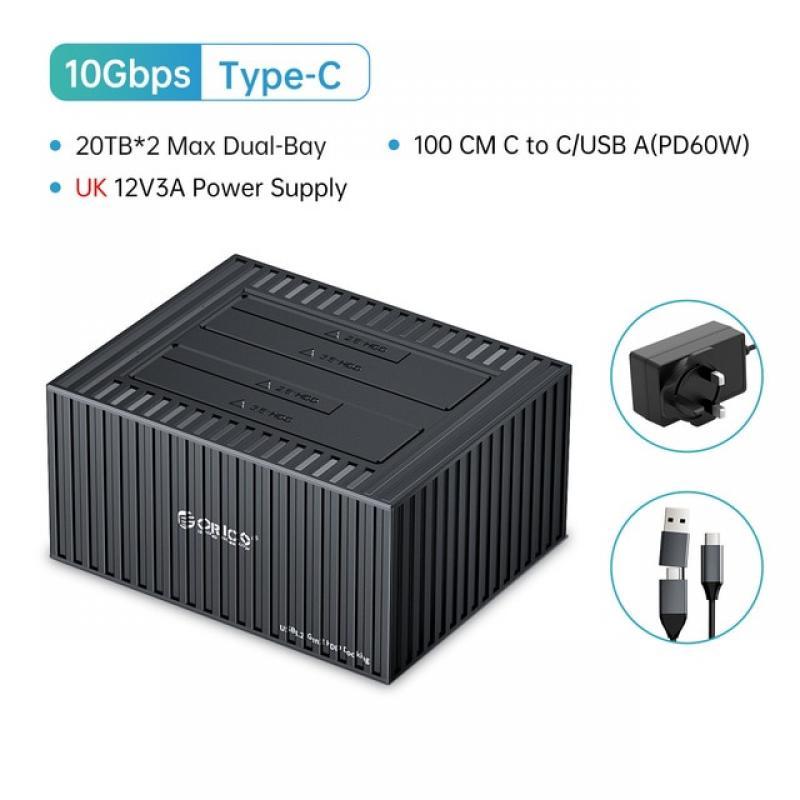 ORICO HDD Docking Station 3.5 Inch 10Gbps Hard Drive Docking Station for 2.5/3.5" HDD/SSD with 12V3A Power Adapter UASP