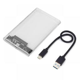 2.5 Inch Hard Drive Enclosure SATA To USB3.1 8TB HDD SSD Case USB3.0 To Type-C Transparent Hard Disk Box For Notebook Computer