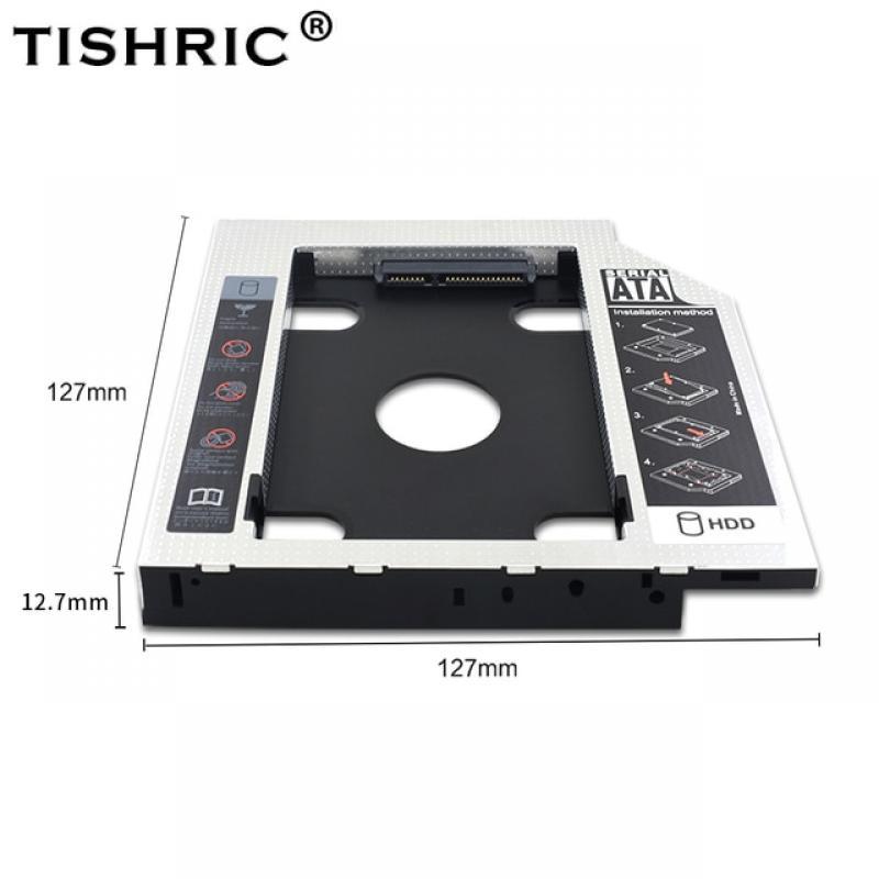 TISHRIC 9.5 12.7mm HDD Caddy Aluminum Universa SATA 3.0 2.5" SSD CD DVD to HDD Case Optibay Enclosure CD-ROM ODD