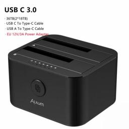 ALXUM Dual-bay Hard Drive Docking Station USB C 3.0 To SATA Hard Drive Caddy Dock For 2.5/3.5 Inch HDD SSD With Offline Clone