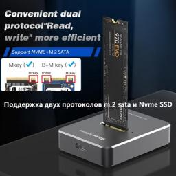 Blueendless Dual Bay SSD M.2 Case Usb 3.1 PCIe NVME With M Key/B&M Key SSD Enclosure Solid Disk Case Ssd Docking Station