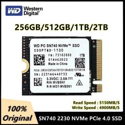 Original Western Digital WD SN740 2TB 1TB 512GB 256GB M.2 NVMe 2230 PCIe4.0x4 SSD For Microsoft Surface Laptop 3 Steam Deck New