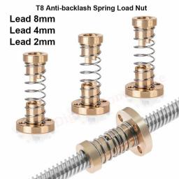 T8 2/4/8mm Anti-backlash Spring Load Nut For 3D Printer Trapezoidal Rod Screw