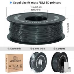 GEEETECH 3D Printer Flexible Material TPU Filament 1kg 2.2LBS/Spool 1.75mm Plastic Vacuum Packaging, Non-Toxic High Quality Safe