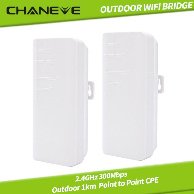CHANEVE 1KM Long Distance Point to Point Wireless CPE 2.4GHz Outdoor Wifi Bridge 300Mbps Wi-Fi AP For Elevator Monitoring