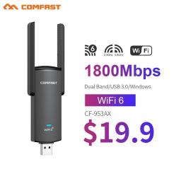 Comfast CF-953AX WiFi 6 USB Adapter 2.4G & 5G AX1800 High Speed Wireless Dongle Network Card WiFi6 Adapter USB3.0 For Win10/11