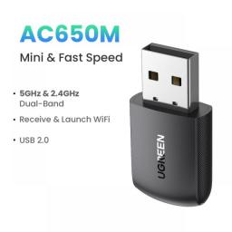 UGREEN WiFi Adapter AC650 AX1800 WiFi6/5 5G&2.4G WiFi Card For Desktop Laptop Wifi Antenna USB Ethernet Network Card WiFi Dongle