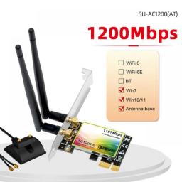 1200Mbps Dual Band Wireless WiFi Card Adapter Desktop WiFi Adapter 2.4G/5G External Antenna Network Card For Win7 10 11 Computer