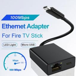 Onvian Ethernet Adapter For Fire TV Stick 100Mbps External Network Card For 4K Fire TV Stick Micro To RJ45 Ethernet Adapter