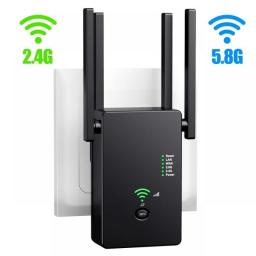 5G Dual Band WiFi Range Extender 1200Mbps WiFi Repeater With RJ45 Cable Wireless Signal Booster For Home