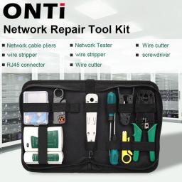 ONTi Network Tool Kit Professional Portable Ethernet Computer Maintenance LAN Cable Tester Crimper Cutter Repair Set With Bag