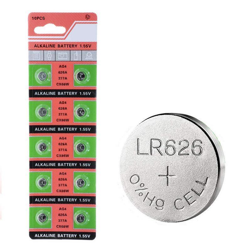 10PCS AG4 377 SR626SW LR626 LR66 377A V377 SR626 1.55V Alkaline Battery For Watch Toys Remote Clock Button Coin Cell