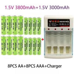 100Percent Original 1.5V AA3.8Ah+AAA3.0Ah Rechargeable Battery NI-MH 1.5 V Battery For Clocks Mice Computers Toys So On+free Shipping