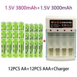 100Percent Original 1.5V AA3.8Ah+AAA3.0Ah Rechargeable Battery NI-MH 1.5 V Battery For Clocks Mice Computers Toys So On+free Shipping