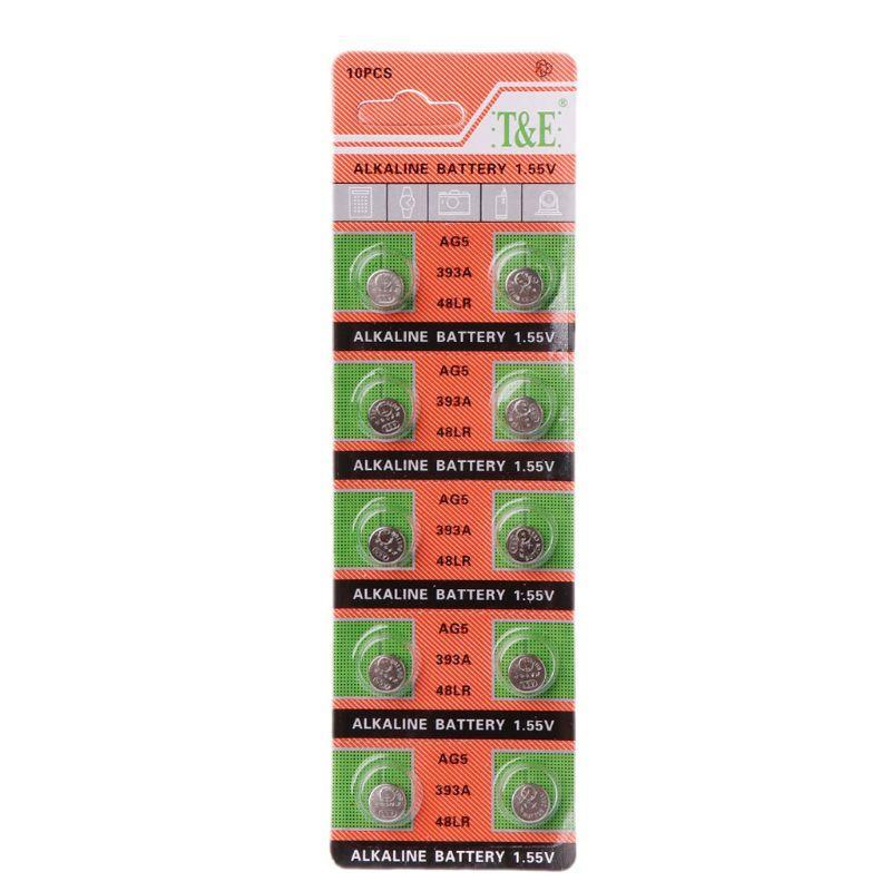 10pcs/card Alkaline Cell Coin  1.5V AG5 LR754 Button Batteries