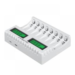 PUJIMAX 8-Slot Battery Charger With LCD Display Smart Intelligent For AA/AAA NiCd NiMh Rechargeable Batteries Aa Aaa Charger