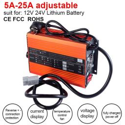 Li-ion Lifepo4 Lithium Battery Charger Adjustable 5A 10A 15A 20A 25A Fast Charge 3S 4S 6S 7S 8S 12V 24V 14.6V 16.8V 29.2V 12.6V