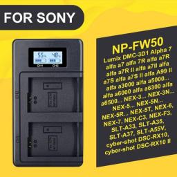 NP-FW50 NP-FZ100 NP-F960 970 NP-FV100 LCD USB Dual Charger LCD Screen Display Smart Charger For Sony Camera Battery Batteries
