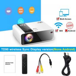 ThundeaL HD Mini Projector TD90 Native 1280 X 720P LED WiFi Projector Home Theater Cinema 3D Smart 2K 4K Video Movie Proyector