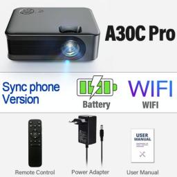 AUN MINI Projector A30C Pro Smart TV WIFI Portable Home Theater Cinema Sync Android Phone Beamer LED Projectors For 4k Movie