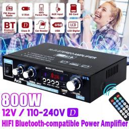 AK35 800W Home Power Amplifiers 2 Channel Bluetooth 5.0 Surround Sound FM USB Remote Control Mini HIFI Digital Amplifier Stereo