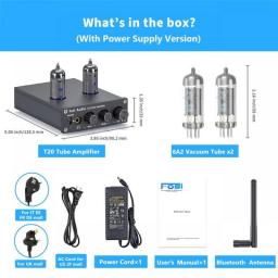 Fosi Audio Bluetooth Vacuum Tube Amplifier AptX HD Stereo Power Amp 50W TPA3116D2 Portable Headphone Amplifier For Home Speakers