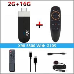 X98 S500 Android 11 TV Stick Amlogic S905Y4 Quad Core 4G 32G AV1 4K 60fps 5G Wifi Googl Player X98 Dongle 2G 16G TV Box