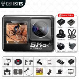 CERASTES 4K 5K 60FPS WiFi Anti-shake Action Camera Dual Screen 170° Wide Angle 30m Waterproof Sport Camera With Remote Control