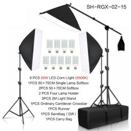 SH Photo Studio Softbox Light Kit Photographic Equipment Four Lamp Holders Continuous Light System With E27 Bulb Accessories