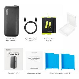 TELESIN Power Bank 10000mAH With 20W PD Fast Charging Portable Battery Charger For Gopro Hero 5 6 7 8 9 10 11 For Smart Phone
