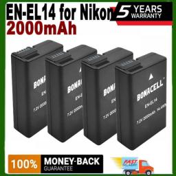 2000mAh EN-EL14 EN-EL14A ENEL14 Battery For Nikon D3100 D3200 D3300 D3400 D3500 D5600 D5100 D5200 P7000 P7800&USB Dual Charger