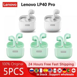 5pcs Lenovo LP40 Pro 100Percent Original Lp40pro TWS Earphones Wireless Bluetooth 5.1 Sport Noise Reduction Headphones Touch Control