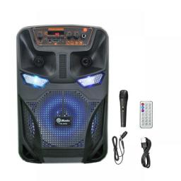 8 Inch Caixa De Som Bluetooth Portable Sound Box Powerful Wireless Wooden Speaker Big Party Karaoke RGB Light Subwoofer With Mic