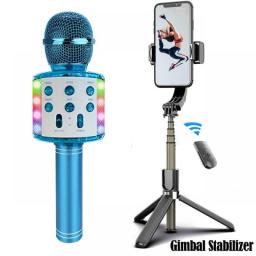 Condenser Wireless Karaoke Microphone Mic Bluetooth For Mobile Cell Phone Do Singing Mikrofon Home System Children DJ Microfon