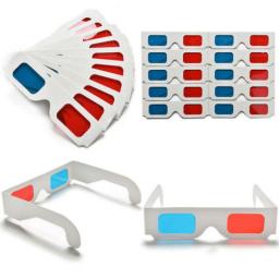 Hot 10pcs/lot Universal Anaglyph Cardboard Paper Red & Blue Cyan 3d Glasses For Movie Wholesale