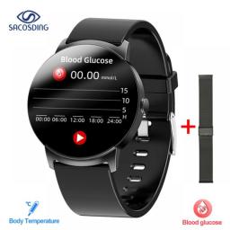 SACOSDING 2023 NFC Non-Invasive Blood Glucose Smart Watch Men Thermometer Heart Rate Health Monitor IP68 Waterproof Smart Watch