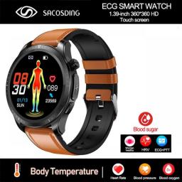 New Blood Sugar ECG+PPG Smart Watch Men Sangao Laser Health Monitor Body Temperature Fitness Watches IP68 Waterproof Smartwatch