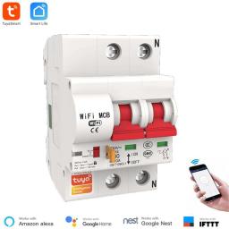 Smart Life WiFi Circuit Breaker 2P  Automatic Switch Overload Short Circuit Protection Alexa Google Home  Compatible
