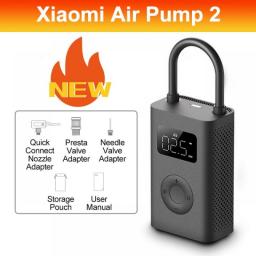 NEW Xiaomi Mini Portable Air Pump 2 Mijia Electric Air Compressor Treasure 150PSI Type-C LED Multitool Inflator Long BatteryLife