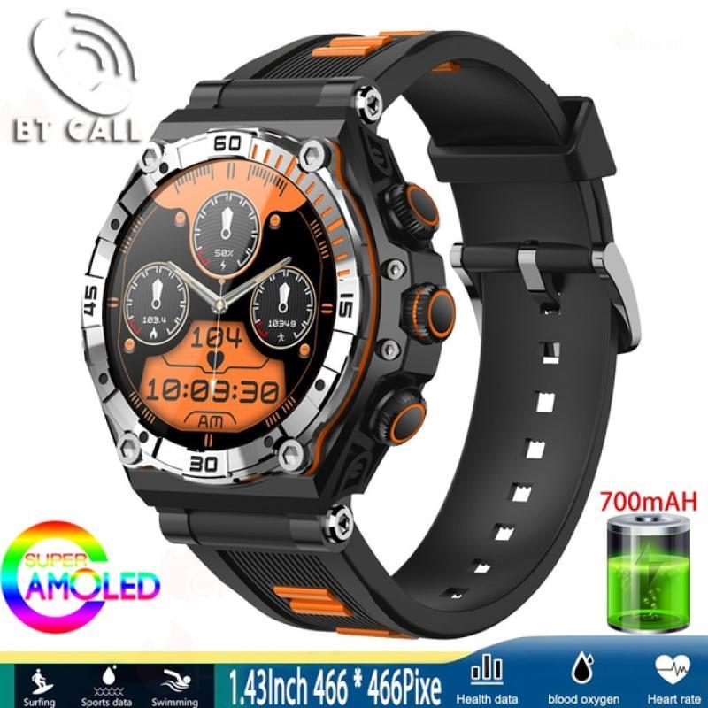 1.43" AMOLED Full Touch Screen Smart Watch Men IP68 Waterproof 700mAh Battery Ultra Long Standby 2023 Bluetooth Call Smartwatch
