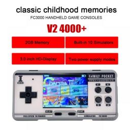 FC3000 V2 Retro Handheld Video Game Console Built-in 4000+ Classic Games Portable Console Support 10 Formats Game AV Out Put