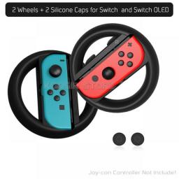 Nintend Switch Game Accessories Set With Joy Con Handle Racing Steering Wheel & Silicone Case For Nintendo Switch OLED Joycon